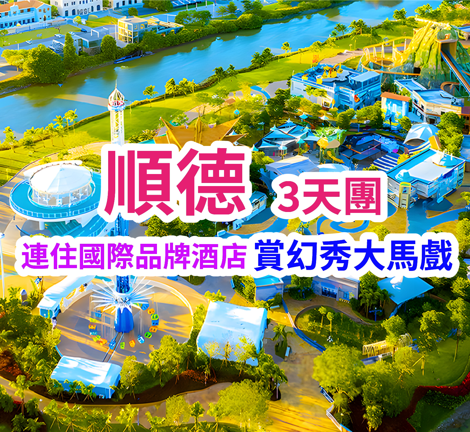 重本包門票【順德長鹿休博園】、歡樂海岸奇遇時光  連住兩晚國際品牌順德華美達酒店 3天團