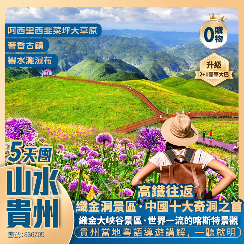 【山水貴州】“地球的藍寶石“貴州屋脊”【阿西裏西韭菜坪大草原】、“世界一流的喀斯特景觀”【織金大峽谷】、非物質彝族文化遺產【奢香古鎮】 高鐵純玩5天團
