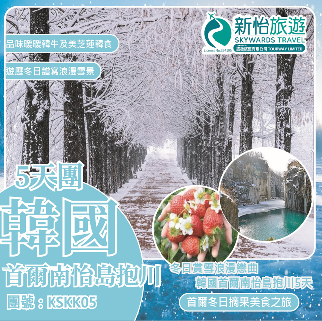 冬日賞雪浪漫戀曲 ‧ 韓國首爾南怡島抱川5天